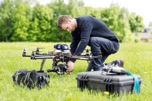 AUVSI TOP Program - drone pilot setting up for flight