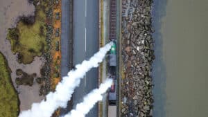 drone over a railroad