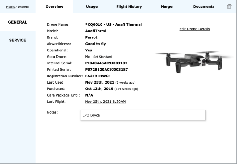 Drone flight logbook