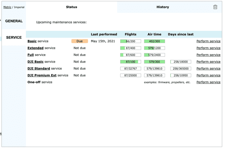 Drone flight logbook