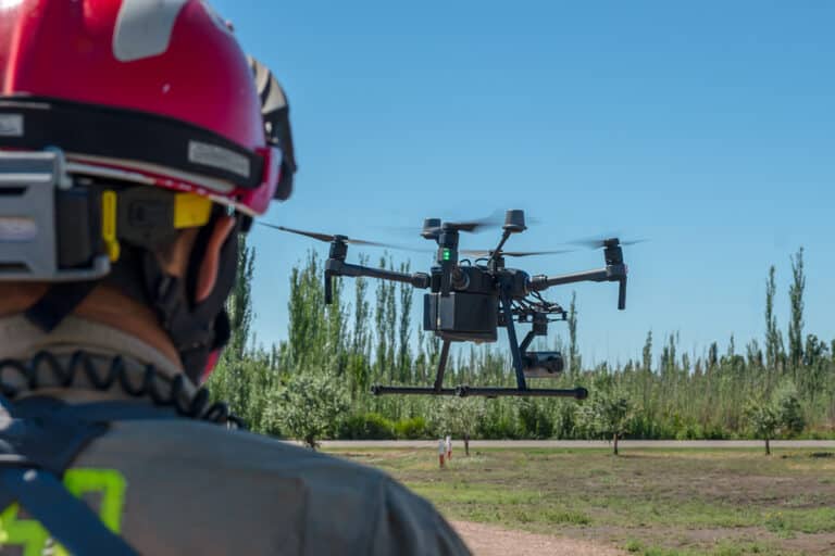 Firefighting drones being used