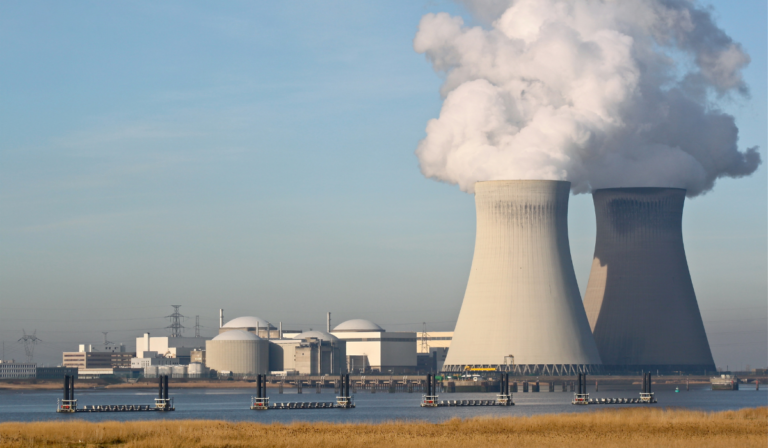 A photo of cooling towers of a nuclear power plant